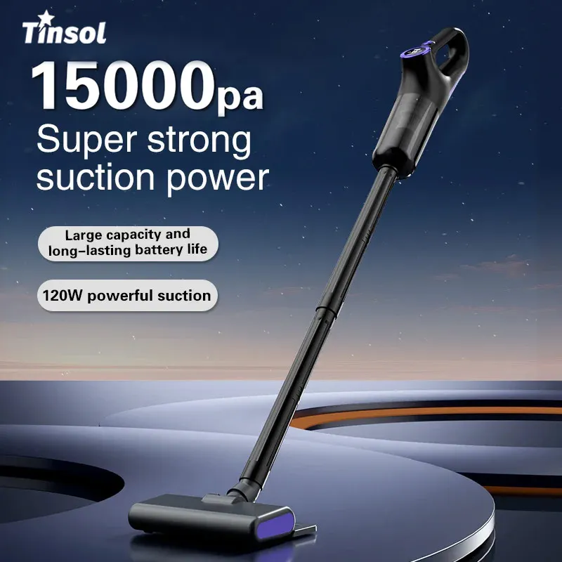 TINSOL 15000PA Cordless Vacuum Cleaner Portable Vacuum Cleaner High Suction USB Rechargeable Cordless Home Vacuum Cleaner