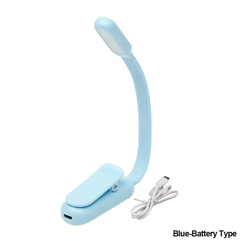 USB Mini LED Book Night 3 Light Color Adjustable Brightness Clip-On Study Reading Lamp Rechargeable for Travel Bedroom Reading